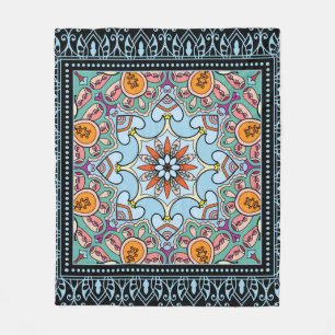 Tribal ethnic mandala seamless pattern fleece blanket