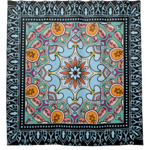 Tribal ethnic mandala seamless pattern shower curtain