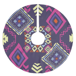 Tribal ethnic, primitive geometric background. brushed polyester tree skirt