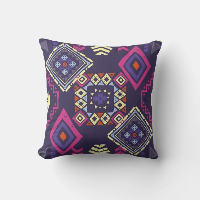 Tribal ethnic, primitive geometric background. cushion (Front)