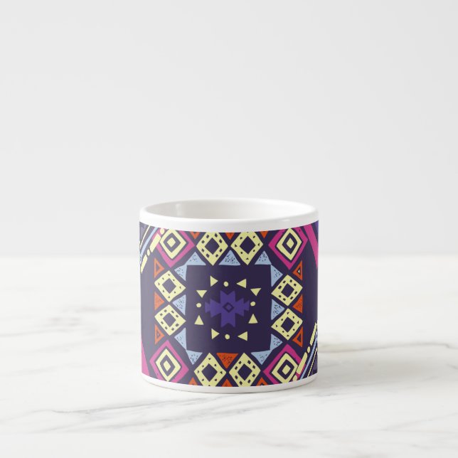 Tribal ethnic, primitive geometric background. espresso cup (Front)