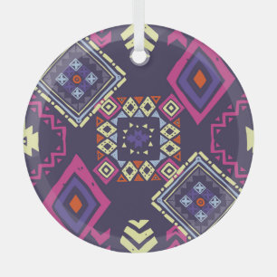 Tribal ethnic, primitive geometric background. glass tree decoration