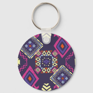 Tribal ethnic, primitive geometric background. key ring