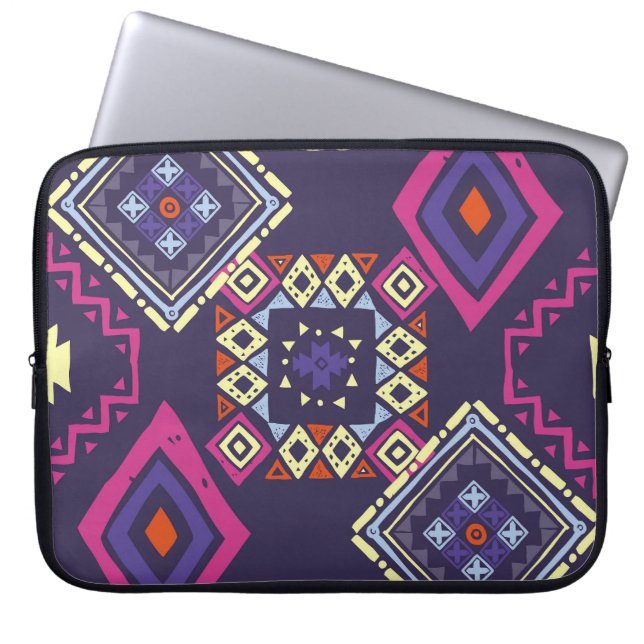 Tribal ethnic, primitive geometric background. laptop sleeve (Front)