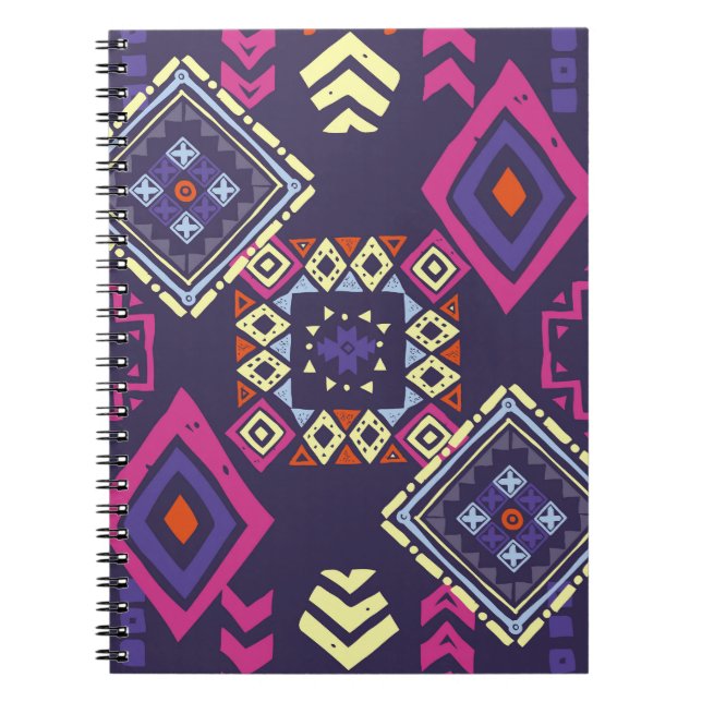 Tribal ethnic, primitive geometric background. notebook (Front)
