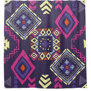 Tribal ethnic, primitive geometric background. shower curtain