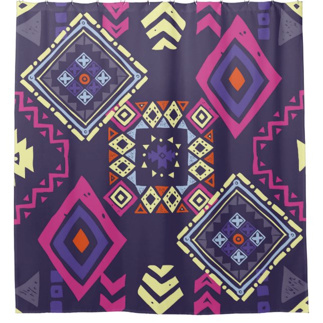 Tribal ethnic, primitive geometric background. shower curtain (Front)