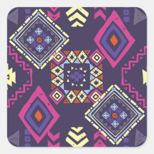 Tribal ethnic, primitive geometric background. square sticker