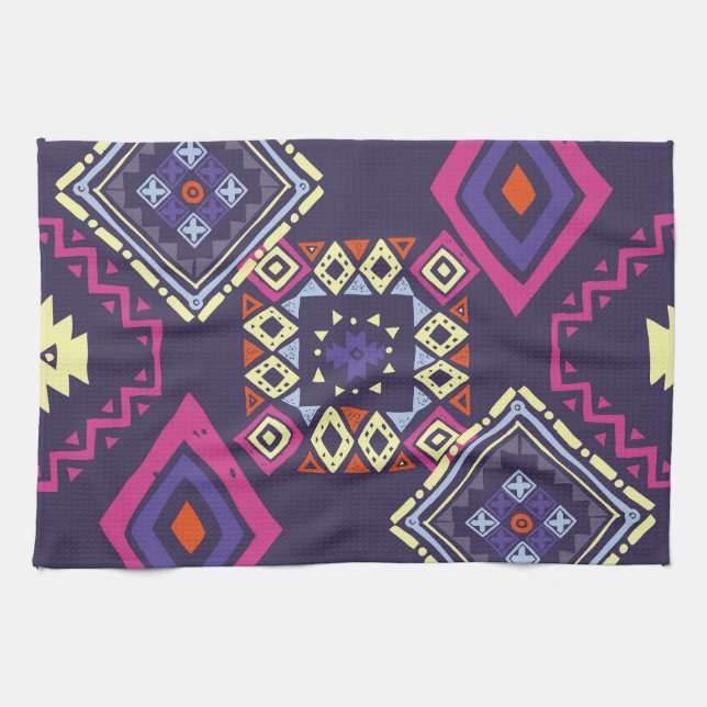 Tribal ethnic, primitive geometric background. tea towel (Horizontal)