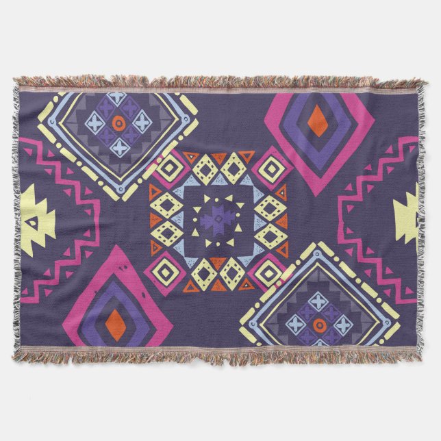 Tribal ethnic, primitive geometric background. throw blanket (Front)