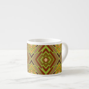 Tribal Ethnic Red Green Gold Pattern Espresso Cup
