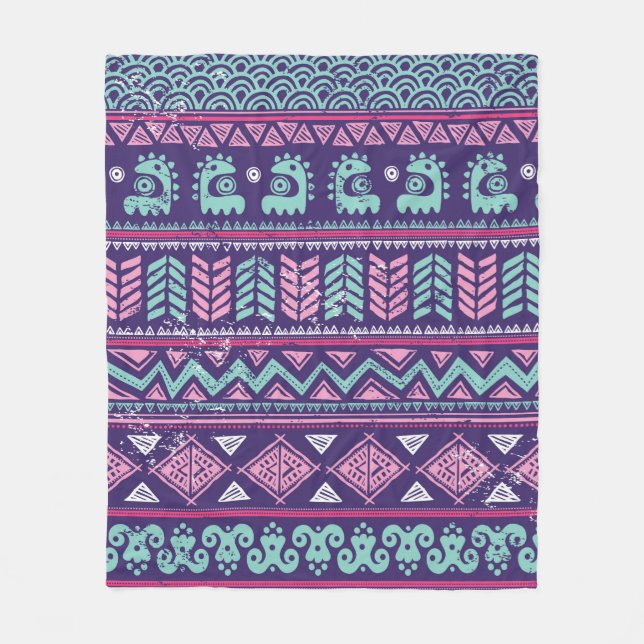 Tribal ethnic seamless fleece blanket (Front)