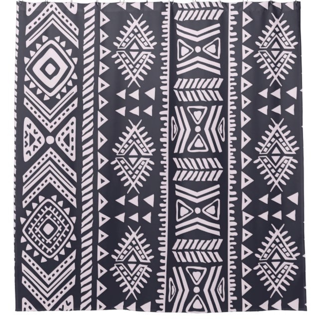 Tribal ethnic seamless illustration pattern shower curtain (Front)