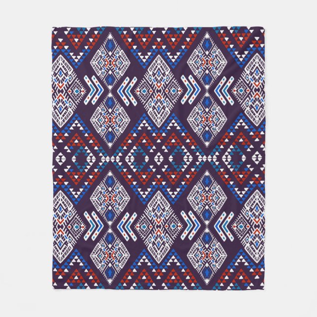 Tribal ethnic seamless pattern fleece blanket (Front)