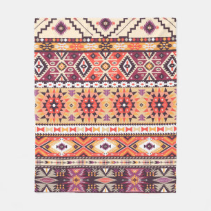 Tribal ethnic seamless pattern fleece blanket