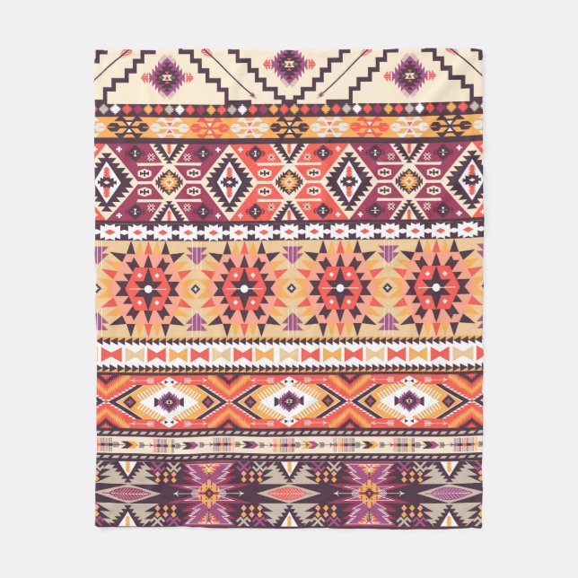 Tribal ethnic seamless pattern fleece blanket (Front)