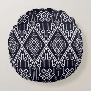 Tribal ethnic seamless pattern round cushion