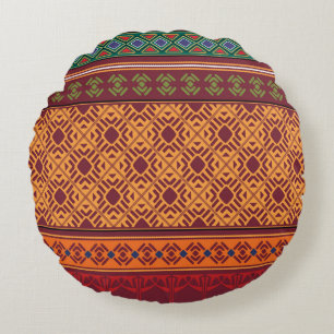 Tribal ethnic seamless pattern round cushion