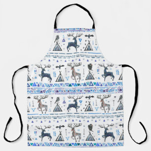 Tribal ethnic seamless pattern with animals and dr apron