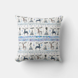 Tribal ethnic seamless pattern with animals and dr cushion