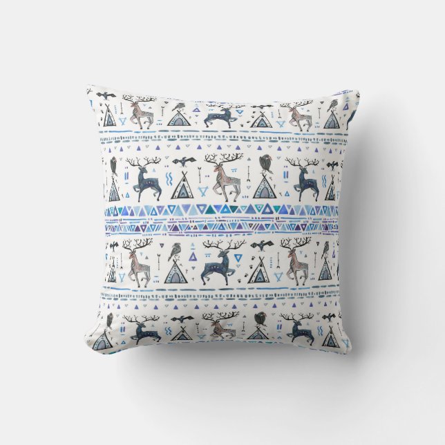 Tribal ethnic seamless pattern with animals and dr cushion (Front)