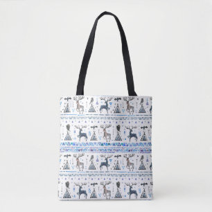 Tribal ethnic seamless pattern with animals and dr tote bag