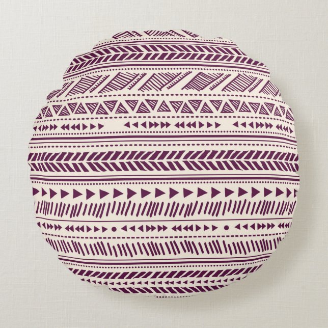 Tribal ethnic seamless  round cushion (Front)
