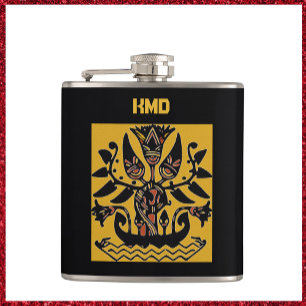 Tribal Ethnic Tattoo Pattern   Hip Flask