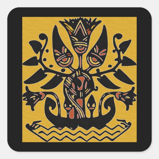 Tribal Ethnic Tattoo Pattern   Square Sticker (Front)