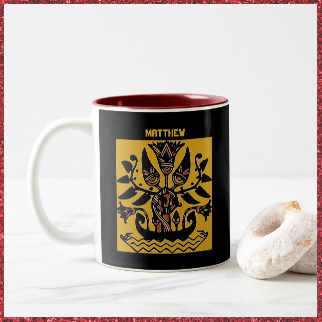 Tribal Ethnic Tattoo Pattern  Two-Tone Coffee Mug (Creator Uploaded)