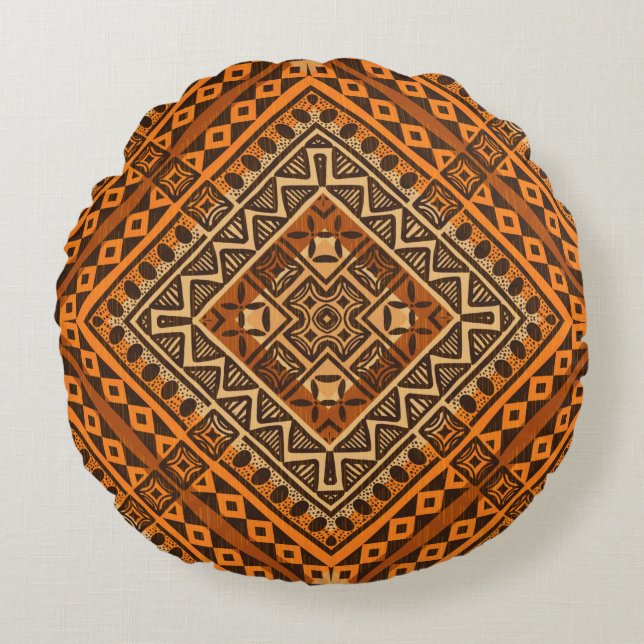 Tribal ethnic textile pattern african style round cushion (Front)