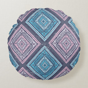 Tribal ethnic, timeless seamless style round cushion