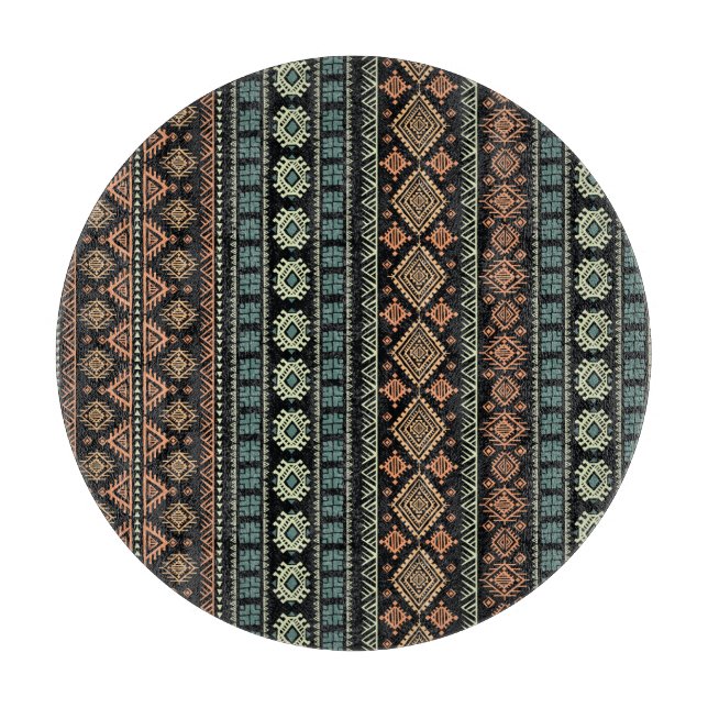 Tribal Ethnic Vintage Business Pattern Cutting Board (Front)