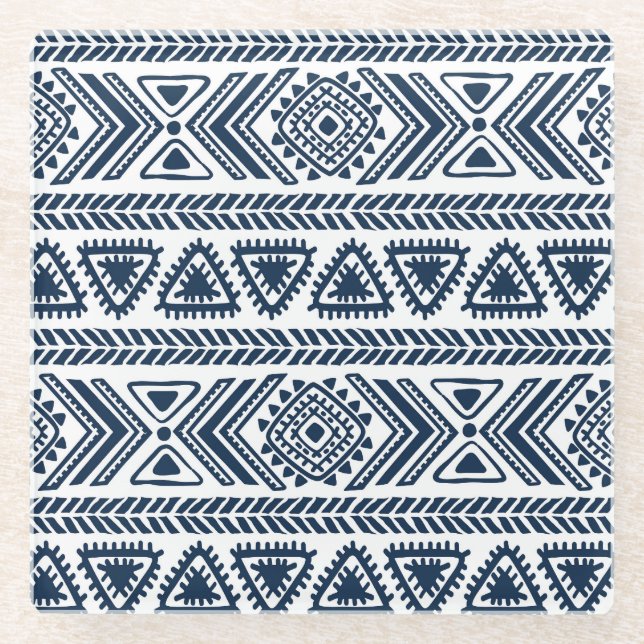 Tribal Ethnic: Vintage Seamless Pattern. Glass Coaster (Front)