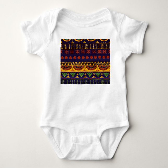 Tribal Ethno: Seamless Pattern Design. Baby Bodysuit (Front)