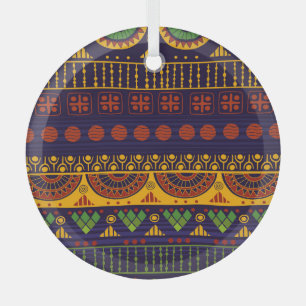 Tribal Ethno: Seamless Pattern Design. Glass Tree Decoration