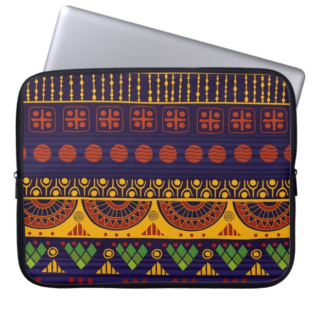 Tribal Ethno: Seamless Pattern Design. Laptop Sleeve (Front)