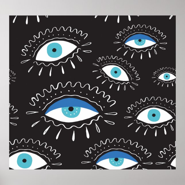 Tribal Eye Feathers Fashion Pattern Poster (Front)