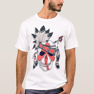 Tribal Feather Skull Graphic T-Shirt