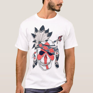 Tribal Feather Skull Graphic T-Shirt
