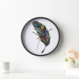 Tribal Feather Wall Clock