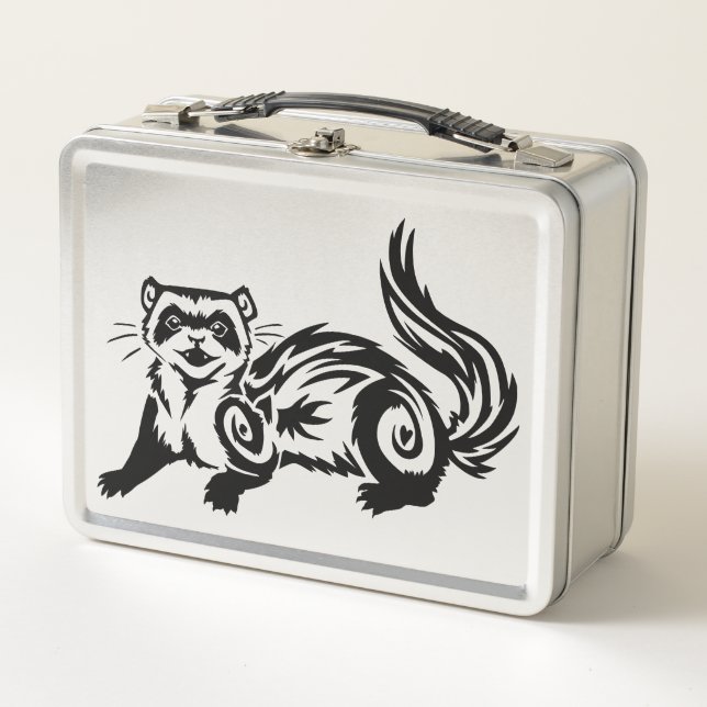 Tribal Ferret Tattoo Design Metal Lunch Box (Front)
