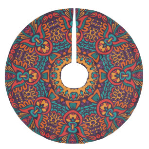 Tribal Festive: Colourful Ethnic Pattern Brushed Polyester Tree Skirt