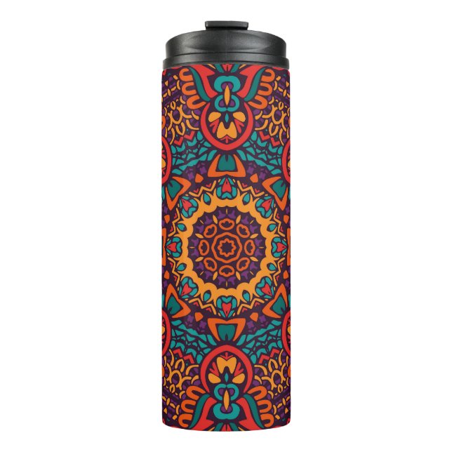 Tribal Festive: Colourful Ethnic Pattern Thermal Tumbler (Front)