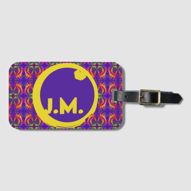 Tribal Fiery & Your Initials Eclipse Logo Luggage Tag (Front Horizontal)
