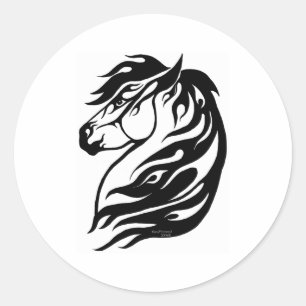 Tribal Fire Horse Classic Round Sticker