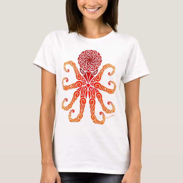 Tribal Fire Octopus T-Shirt (Front)