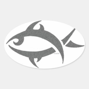 Tribal Fish Oval Sticker