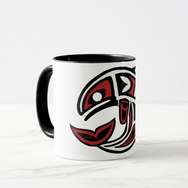 tribal fish tattoo print mug (Front Left)