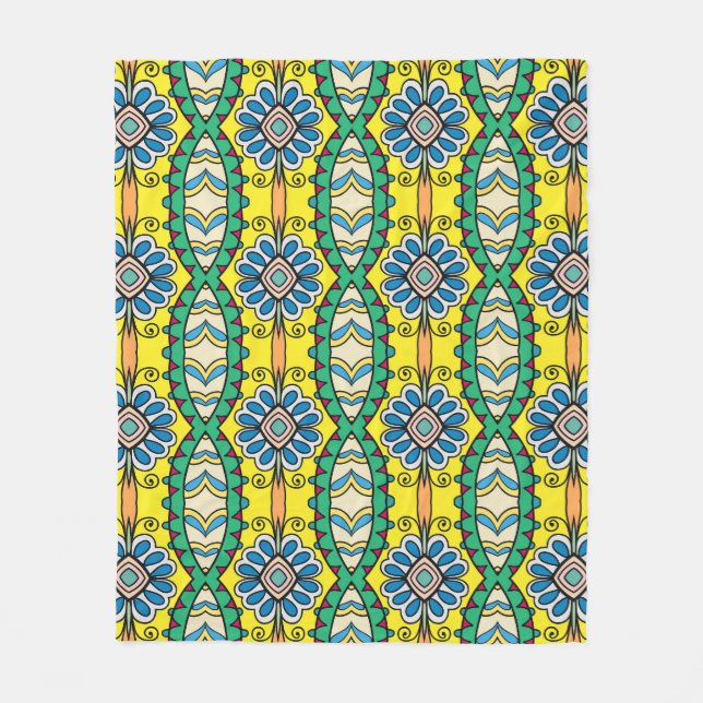 Tribal floral, ornate, hand-drawn pattern. fleece blanket (Front)